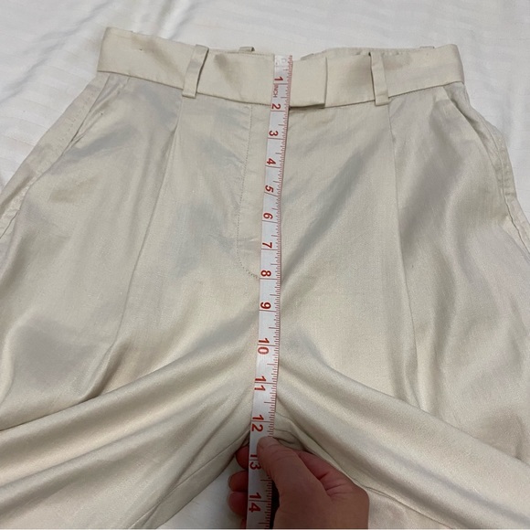 Aritzia Babaton Sidiki Cream Linen Wide Leg High Rise Pant size 2 - Picture 14 of 16